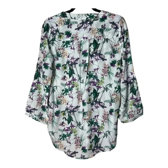 1302. AMOUR VERT NEW WITH TAGS LONG SLEEVE BLOUSE 100% SILK FLORAL PATTERN MED‎ - Picture 7 of 10